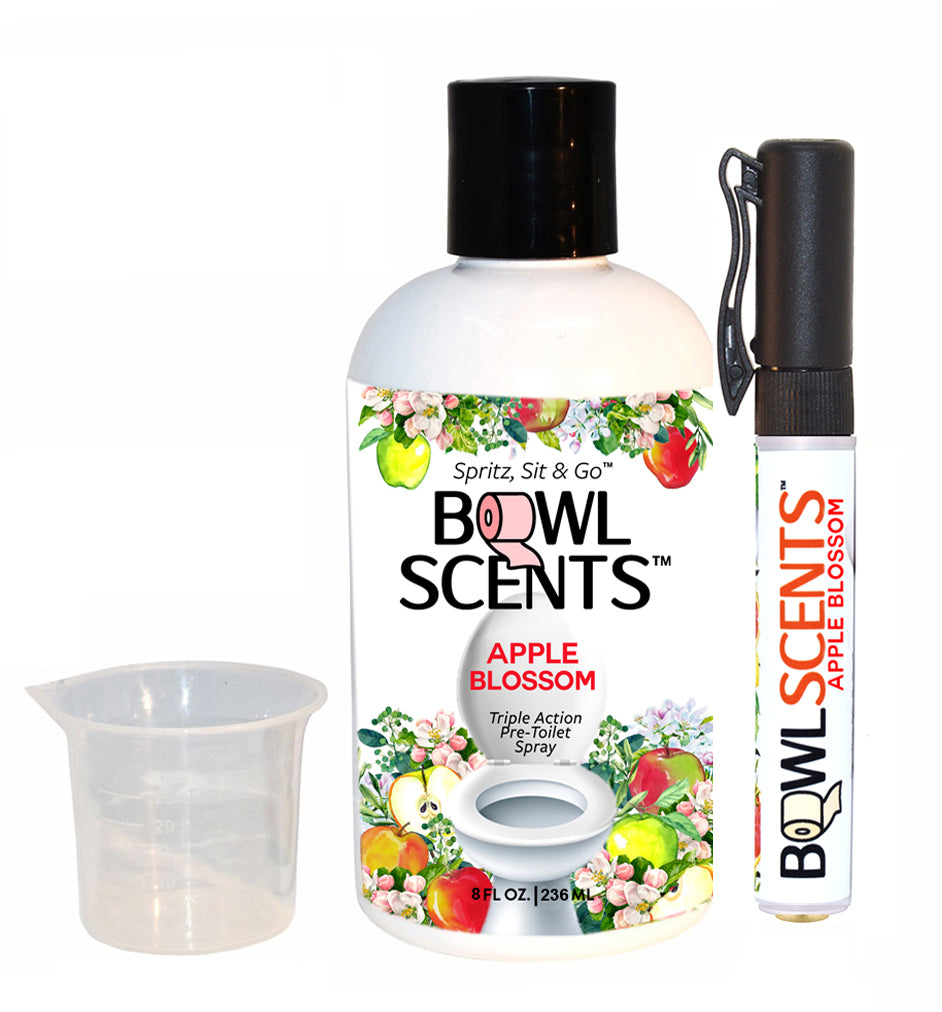 Bowl Scents Pre-Poop spray prevents stink odors  8 oz Refill plus on the go Traveler with No Touch Brass base